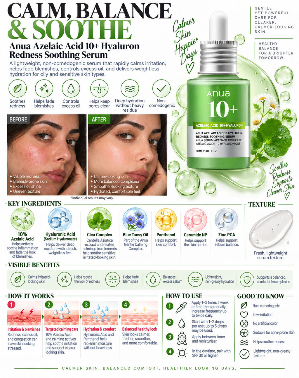 Anua Azelaic Acid 10% Hyaluron Redness Soothing Serum 30ml | Calming Serum