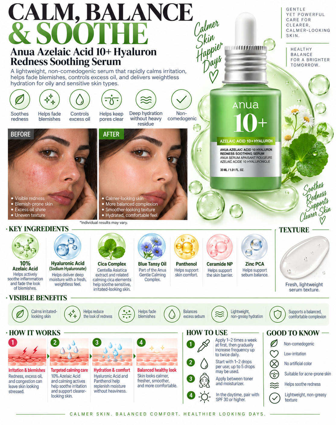Anua Azelaic Acid 10% Hyaluron Redness Soothing Serum 30ml | Calming Serum