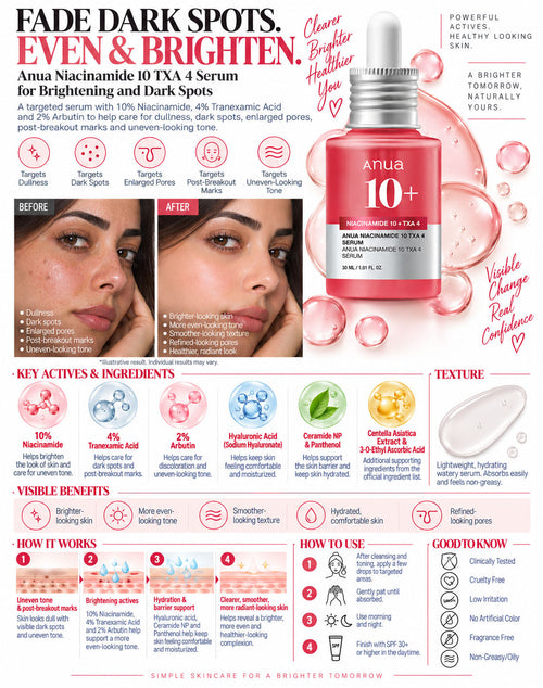 Anua Niacinamide 10% + TXA 4% Dark Spot Correcting Serum 30ml | Brightening Serum