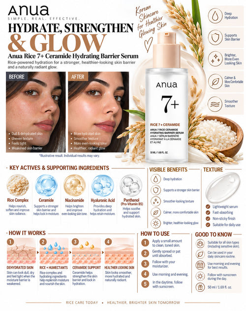 Anua Rice 7 + Ceramide Hydrating Barrier Serum - 50 ml