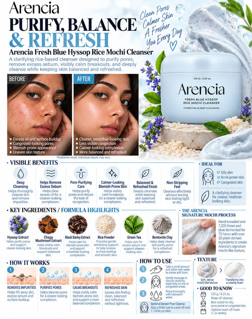Arencia Fresh Blue Hyssop Rice Mochi Cleanser 120g