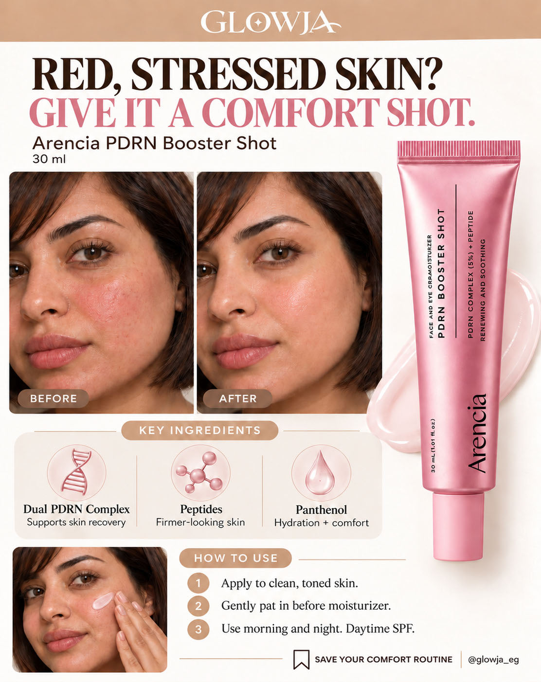 Arencia PDRN Booster Shot Face & Eye Cream 30ml | Renewing Moisturizer