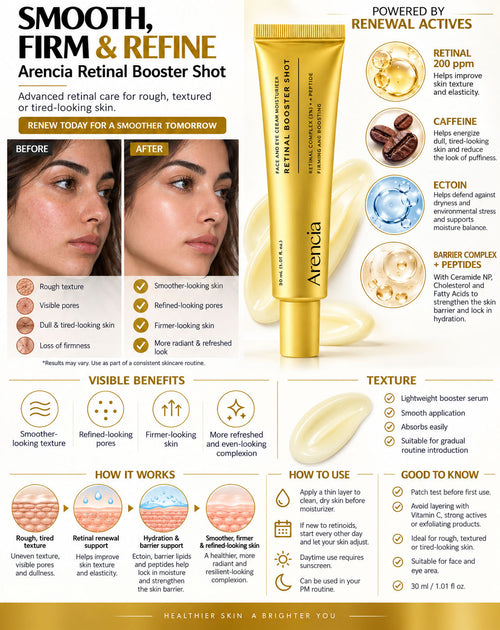 Arencia Retinal Booster Shot Face & Eye Cream 30ml | Firming Moisturizer
