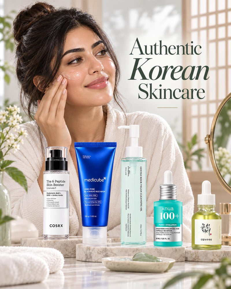 a woman use Korean beauty