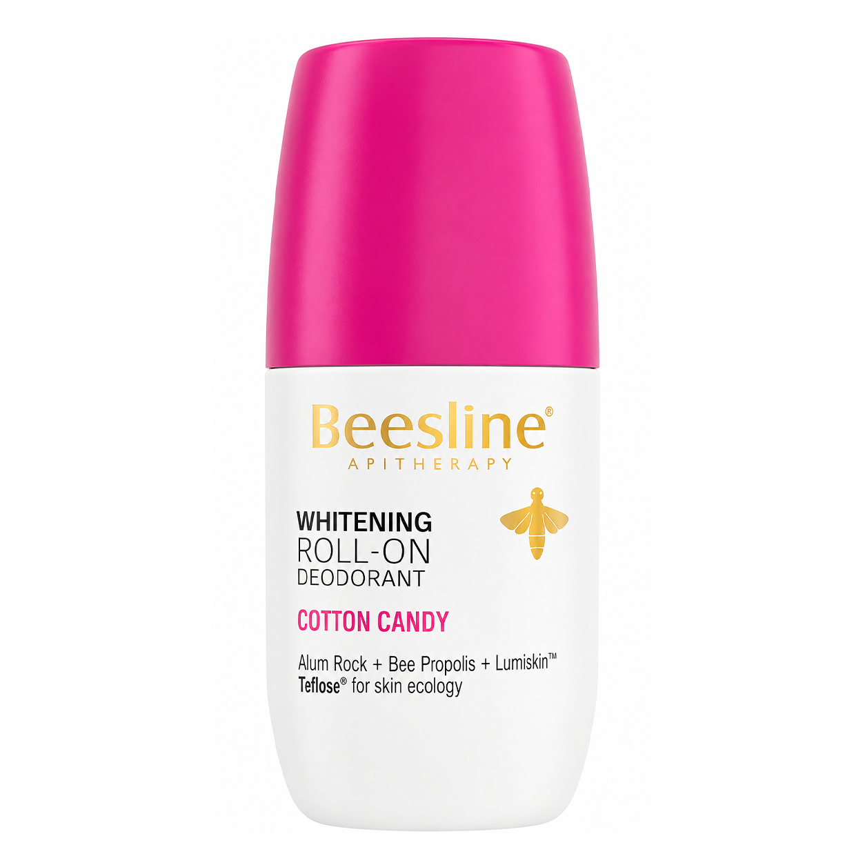 Beesline Whitening Roll-On Deodorant Cotton Candy 48h Protection (50ml) – Sweet Brightening Antiperspirant
