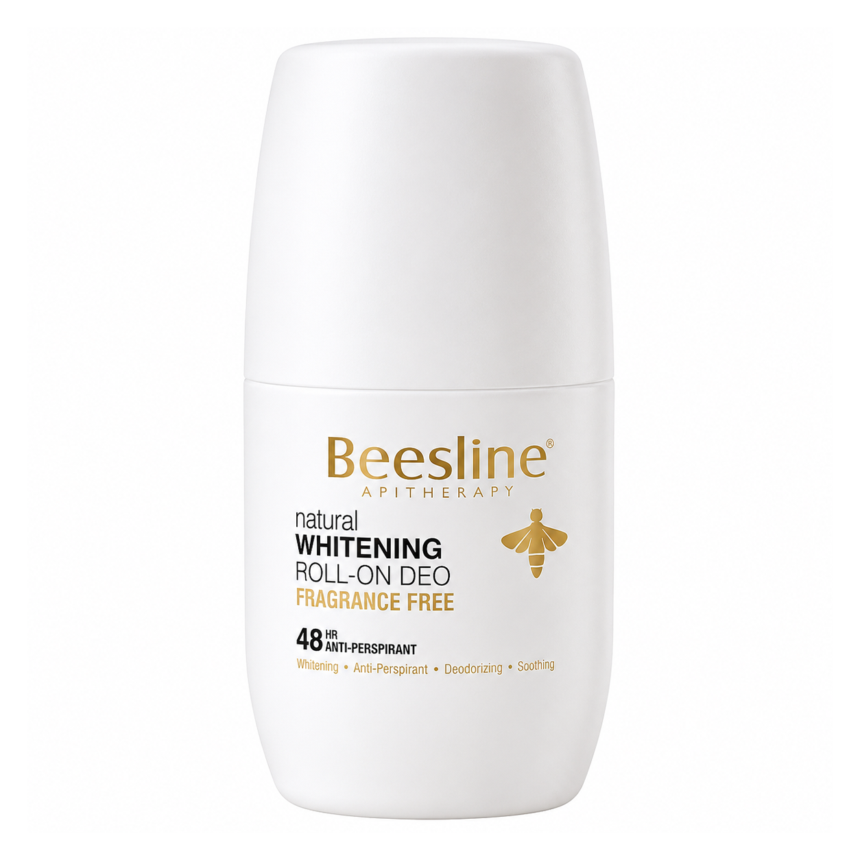 Beesline Whitening Roll-On Deodorant Fragrance Free 48h Protection (50ml) – Unscented Brightening Antiperspirant