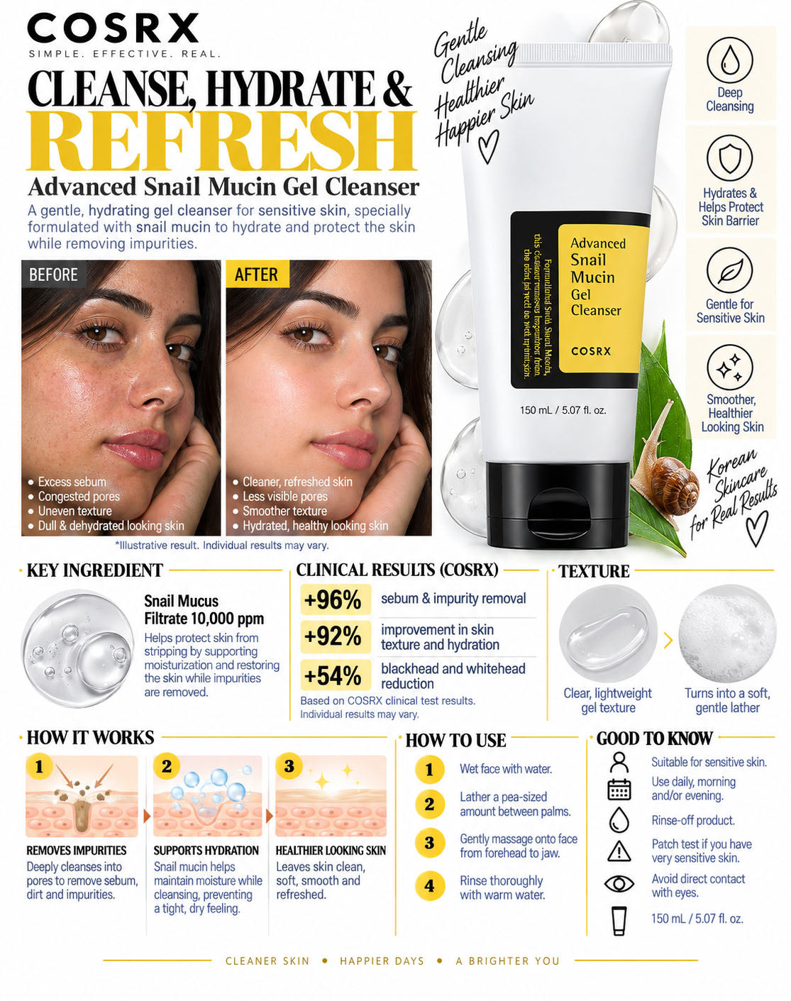COSRX Advanced Snail Mucin Gel Cleanser (150ml) – Hydrating Gel Face Wash