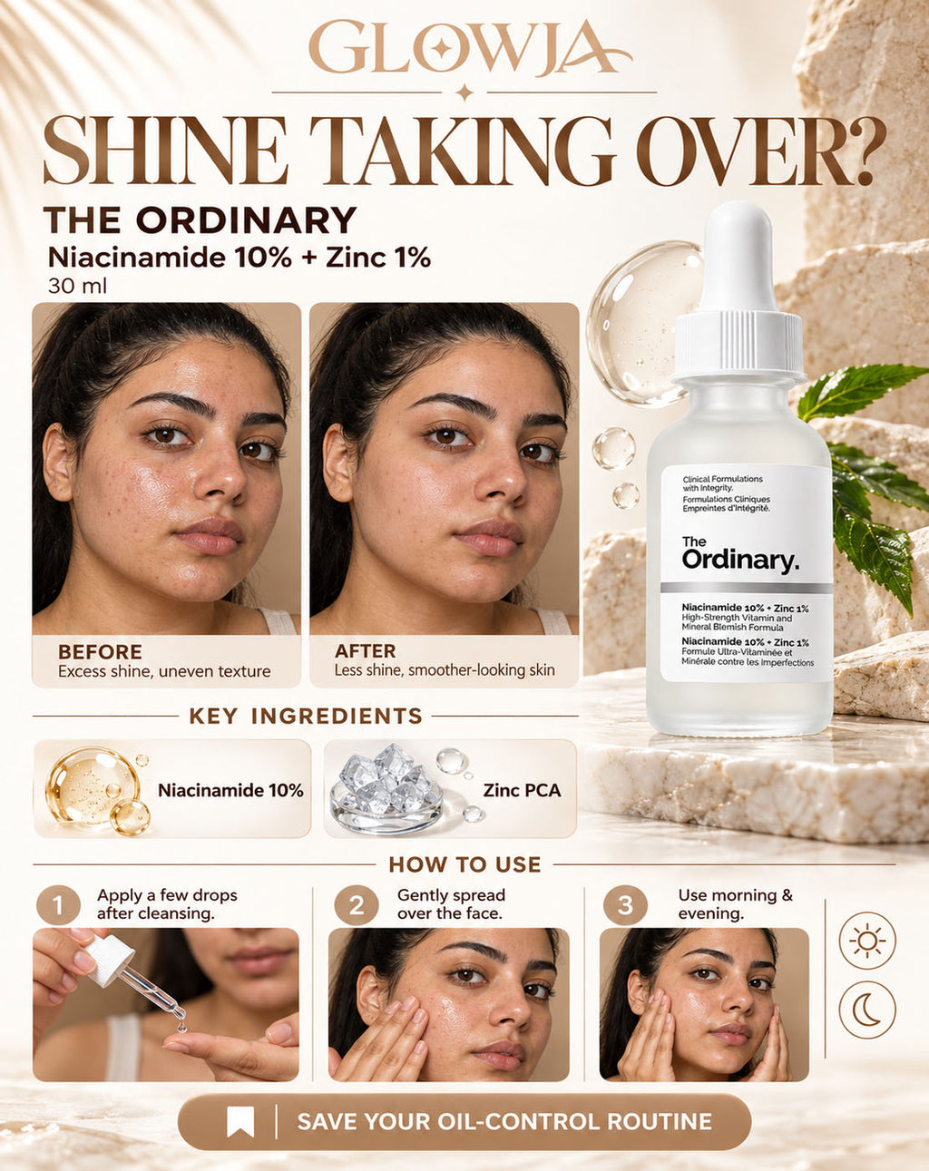 The Ordinary Niacinamide 10% + Zinc 1% Serum 30ml - Oil Control Pore Minimizing Face Serum