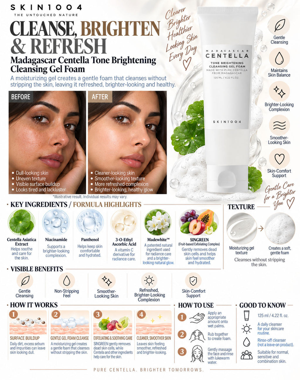 SKIN1004 Madagascar Centella Tone Brightening Cleansing Gel Foam (125ml)