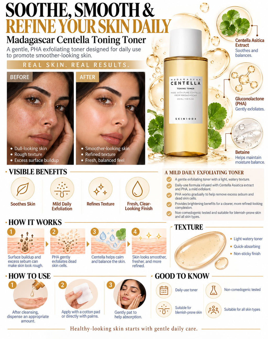 SKIN1004 Madagascar Centella Toning Toner 30ml | Gentle Exfoliating Toner